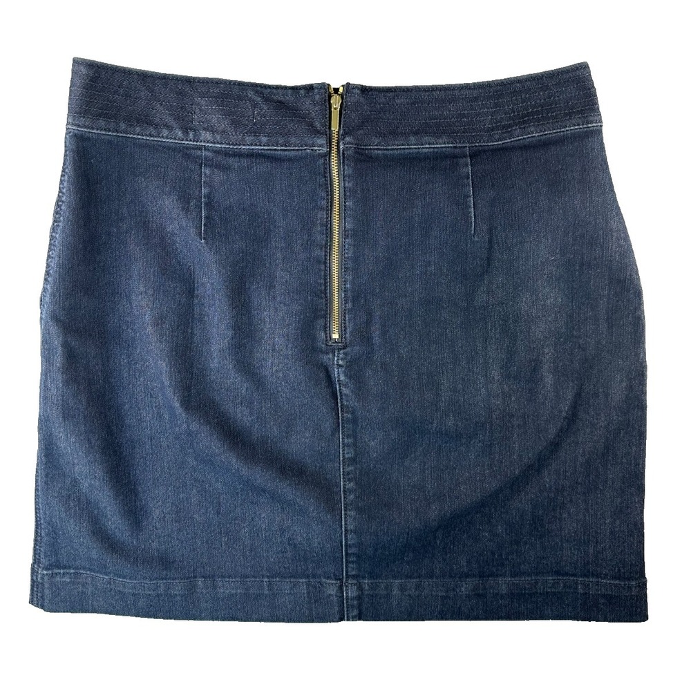 LOFT Denim Mini Skirt Women's Size 10 Dark Wash Stretch Pockets Casual - Picture 2 of 10